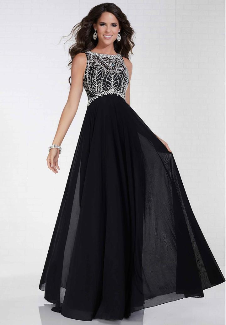Tiffany Homecoming - 16275 Sleeveless Crystal Foliage A-line Gown