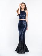 Intrigue - 452 Shimmering Sequined Halter Two Piece Gown
