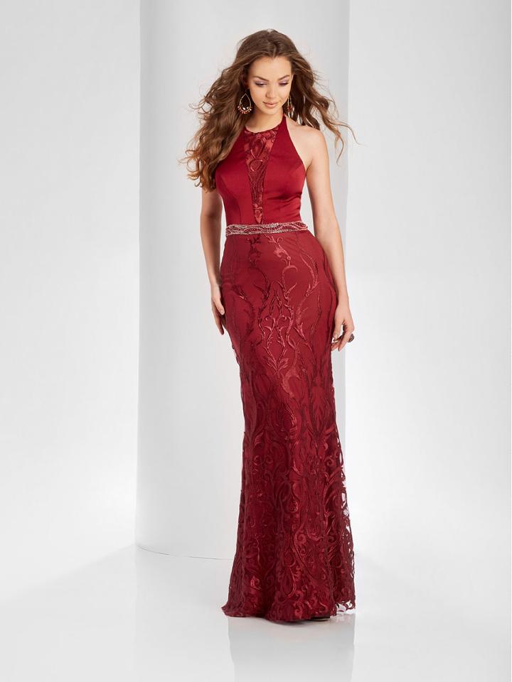 Clarisse - 3557 Embroidered Halter Sheath Dress