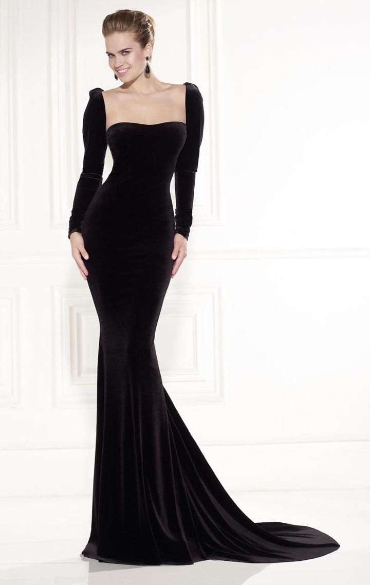 Tarik Ediz - Embellished Long Sleeves Gown 92521
