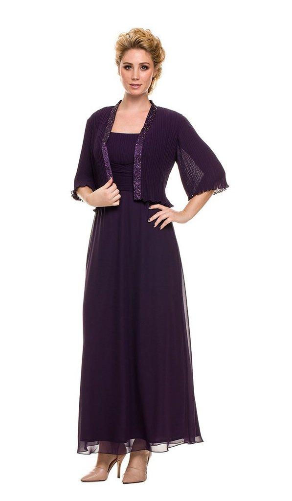 Nox Anabel - Ruched Square Neck Dress With Matching Jacket 5099