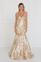 Elizabeth K - Gl1508 Sequined Strapless Fitted Trumpet Gown