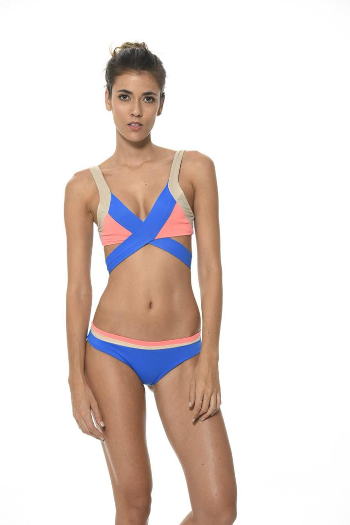 2017 Malai Swimwear - French Blue Pallet Blocks Triangle Top T00274