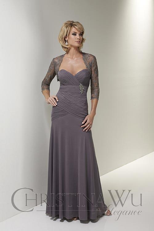 Christina Wu Elegance - 17784 Brooch Ornate Pleated Interweave Gown