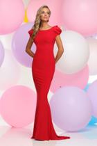 Zoey Grey - Cap Sleeve Bateau Neck Jersey Dress 30996