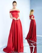 Ieena For Mac Duggal - 25669i Off-shoulder Satin A-line Dress
