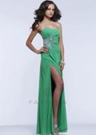 Faviana - Embellished Sweetheart Chiffon Long Evening Gown With Asymmetical Cut-out 7350