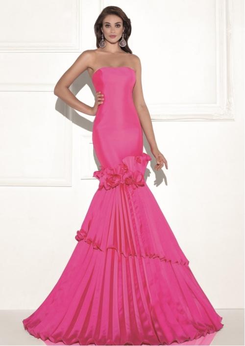 Tarik Ediz - Ruffled Straight Across Neck Gown 92685