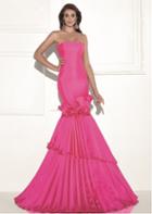 Tarik Ediz - Ruffled Straight Across Neck Gown 92685