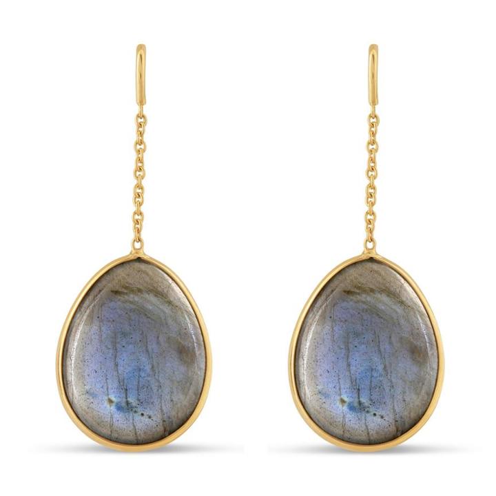 Tresor Collection - Labradorite Pear Shaped Earring In 18k Yellow Gold