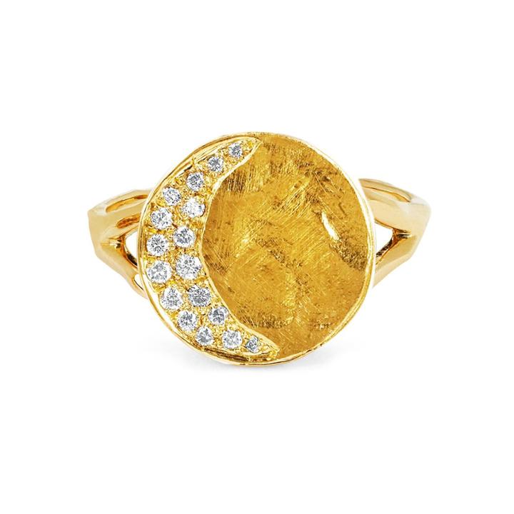 Logan Hollowell - New! 18k Waxing Crescent Moon Phase Coin Ring