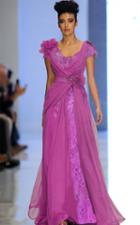 Mnm Couture - 2153 Scoop Neck Lace Draped Evening Gown