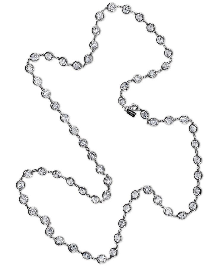 Cz By Kenneth Jay Lane - 36 Round Black Cz Bezel Set Necklace