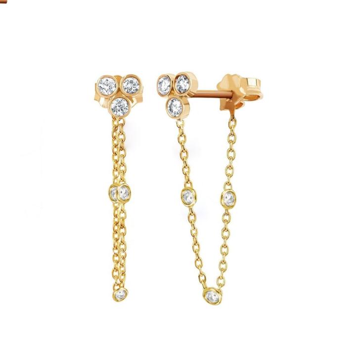 Logan Hollowell - New! Star Shower 3 Bezel Chain Earring