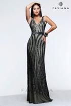 Faviana - Flashy Full Beaded Tulle Evening Gown S7612