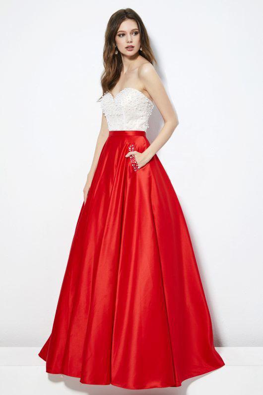 Angela And Alison - 81001 Strapless Bead Festooned Lustrous Ballgown
