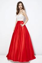 Angela And Alison - 81001 Strapless Bead Festooned Lustrous Ballgown