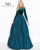 Mac Duggal - 12088d Beaded Velvet Long Sleeve Jewel Neck Ballgown