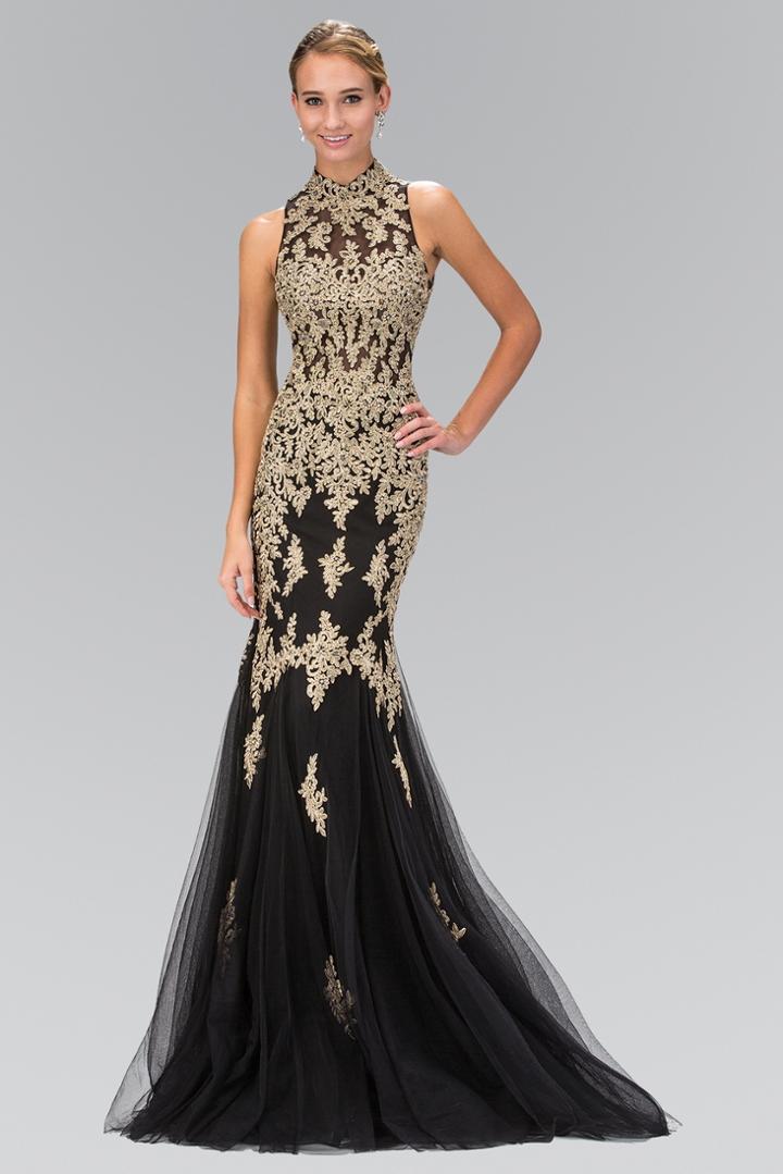 Elizabeth K - Embellished High Neck Mermaid Gown Gl1365