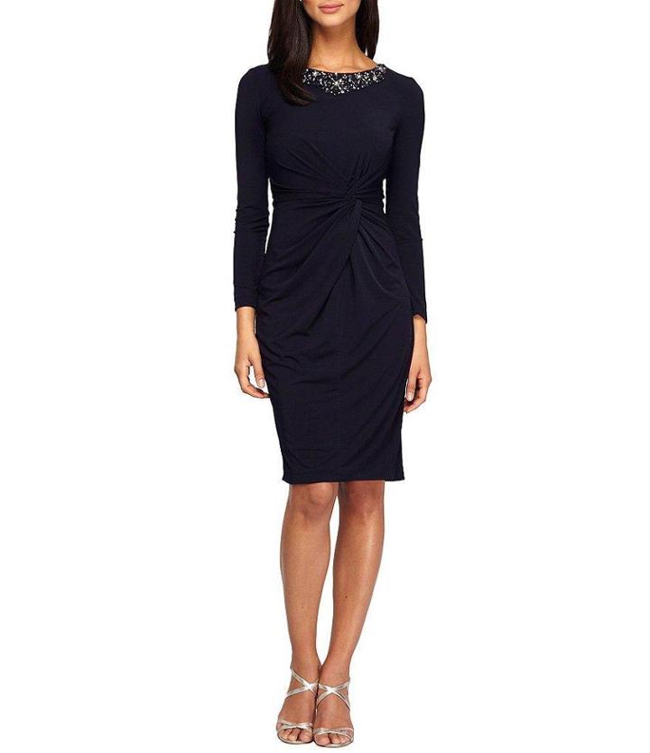 Alex Evenings - Long Sleeve Twisted Bodice Dress