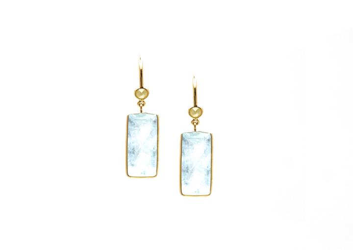Tresor Collection - 18k Yellow Gold Earring With Aquamarine And Champagne Diamond Default Title