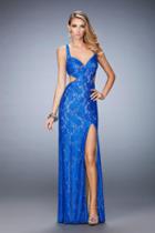 La Femme - 22381 Lace V-neck Sheath Dress