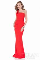 Terani Evening - Lustrous One Shoulder Straight Neck Column Gown 1621e1508