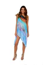 Del Mar Swimwear - Ella Assymetric Caftan In Blue