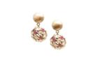 Tresor Collection - Rainbow Moonstone & Pink Tourmaline Origami Sphere Ball Earring In 18k Yellow Gold