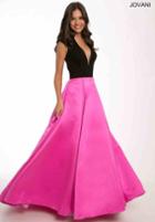 Jovani - Illusion Plunging V -neck Open Back A Line Long Dress 23945