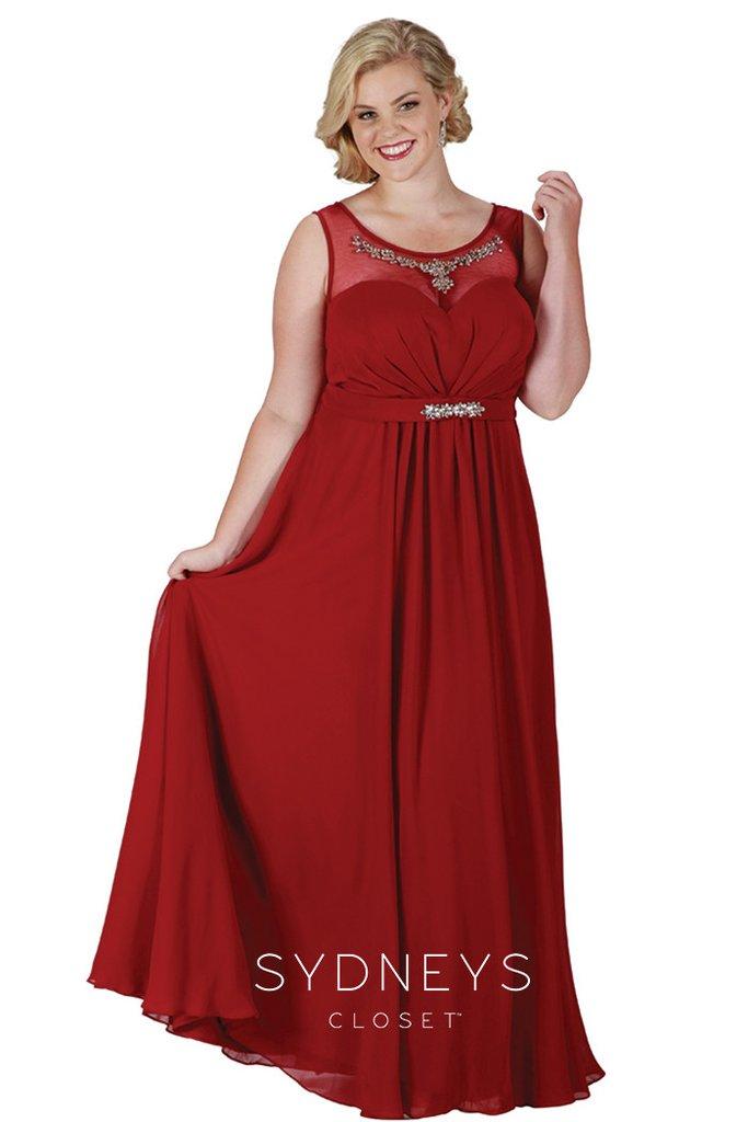 Sydney's Closet - Sophisticated Bateau Illusion Chiffon A-line Gown Sc7164