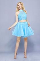 Nox Anabel - 6354 Lace Illusion High Halter A-line Dress
