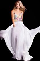 Jovani - 48970 Multi-colored Beaded Chiffon A-line Dress