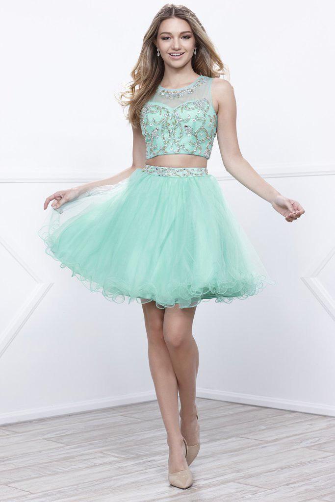 Nox Anabel - 6052 Beaded Two Piece A Line Cocktail Dress