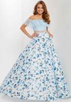 Studio 17 - 12697 Off-shoulder Two-piece Floral Ballgown