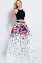 Jovani - 58979 Two Piece Halter Neck Floral Prom Gown