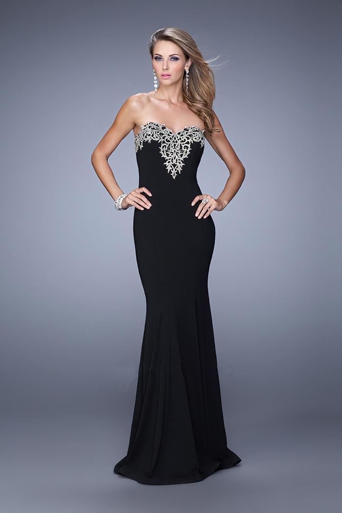 La Femme - 21204 Metallic Embroidered Sheath Gown