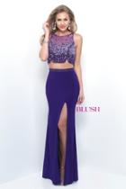 Blush - Iridescent Jewel Illusion Petal Sheath Gown 11327
