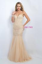 Blush - Strapless Sequined Mermaid Gown 7003