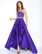 Cassandra Stone - 66522a Strapless Taffeta Pantsuit With Overskirt