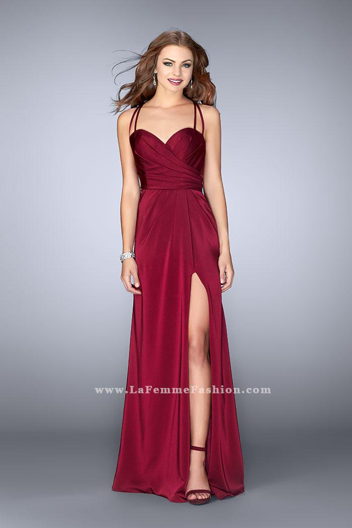 La Femme - Strappy Back Sweetheart Long Jersey Prom Dress 24263