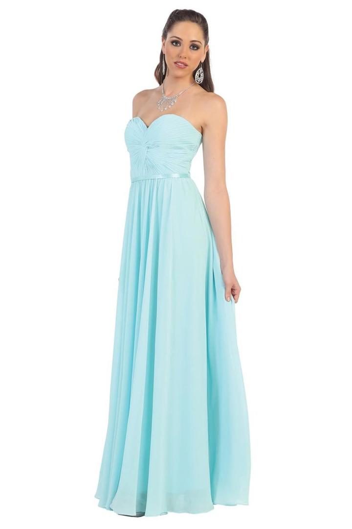 May Queen - Mq-1145 Strapless Twisted Front Chiffon Gown