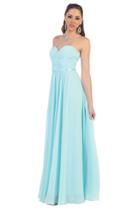 May Queen - Mq-1145 Strapless Twisted Front Chiffon Gown