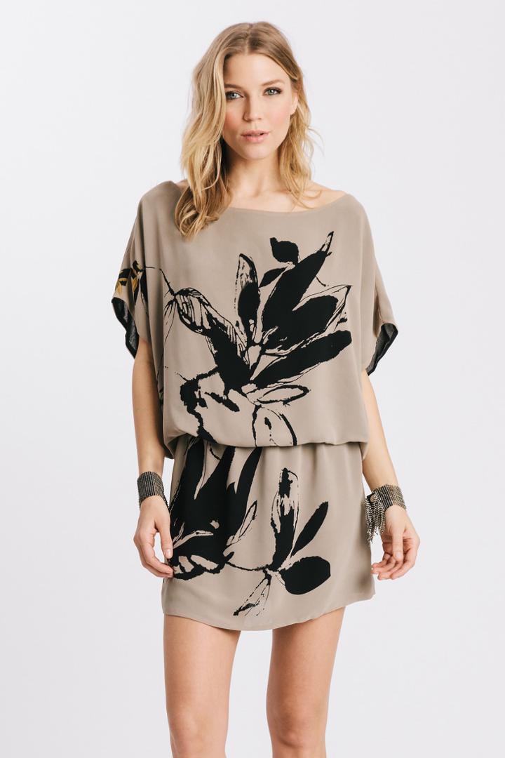 Karen Zambos - Taupe Floral Dani Dress 1288819845