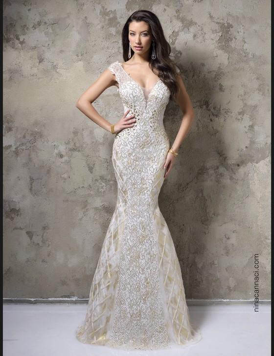 Nina Canacci - 9072 Dress In White And Gold
