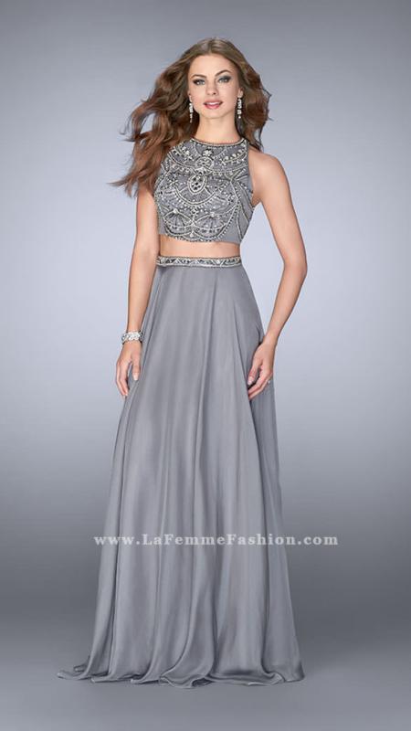 Gigi - Luminous Adorned Jewel A-line Long Evening Gown 23860