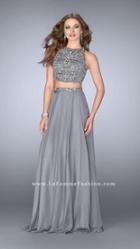 Gigi - Luminous Adorned Jewel A-line Long Evening Gown 23860