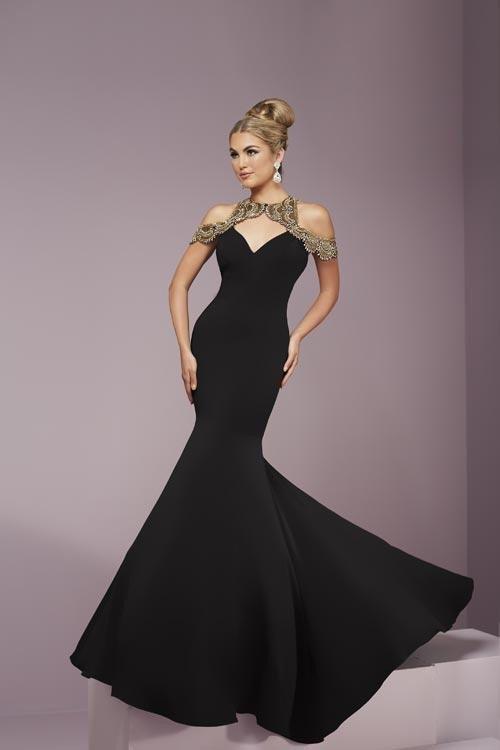 Tiffany Homecoming - Halter Beaded Shoulder Sleeve 46106