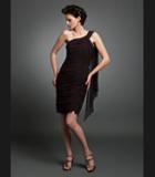 Daymor Couture - Ruched Asymmetric Sheath Dress 107