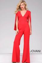 Jovani - Hanging Sleeve Knit Jumpsuit 49723